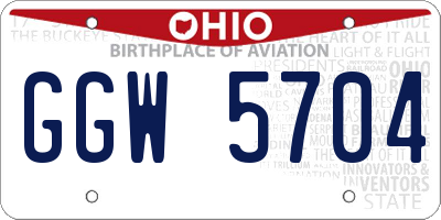 OH license plate GGW5704