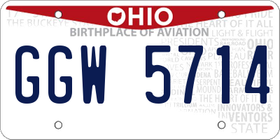OH license plate GGW5714