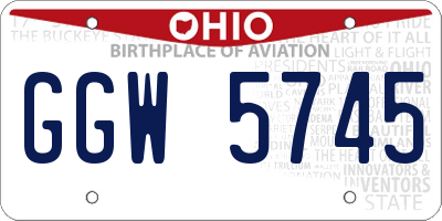 OH license plate GGW5745