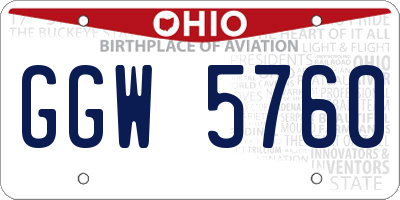 OH license plate GGW5760