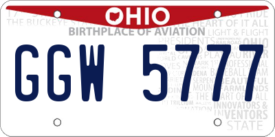 OH license plate GGW5777