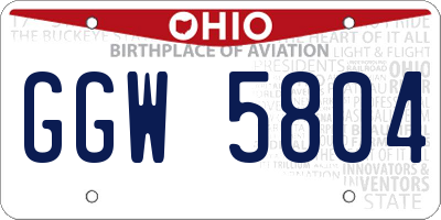 OH license plate GGW5804