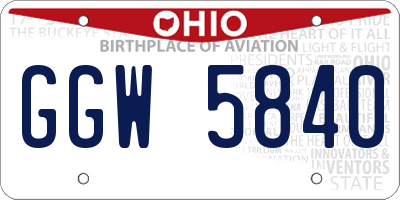 OH license plate GGW5840