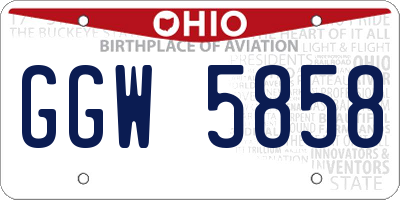OH license plate GGW5858