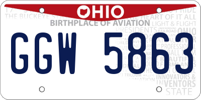 OH license plate GGW5863