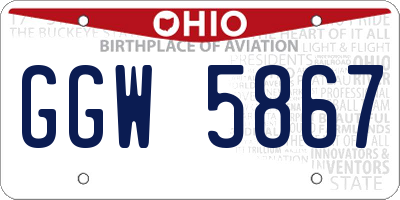 OH license plate GGW5867