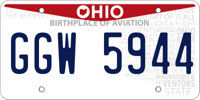 OH license plate GGW5944