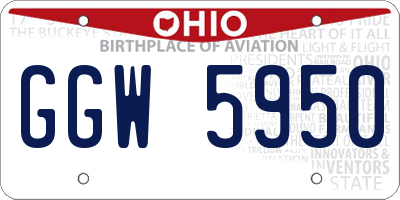 OH license plate GGW5950