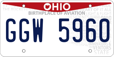 OH license plate GGW5960