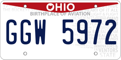 OH license plate GGW5972