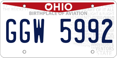 OH license plate GGW5992