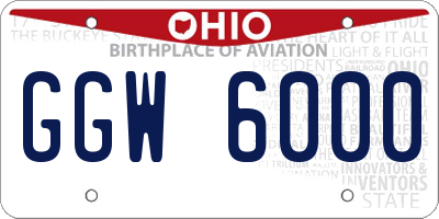 OH license plate GGW6000