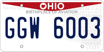 OH license plate GGW6003