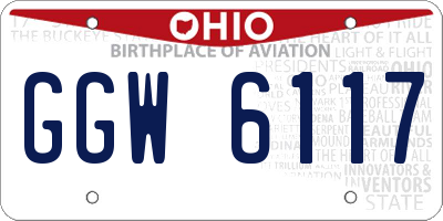 OH license plate GGW6117