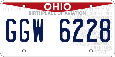 OH license plate GGW6228