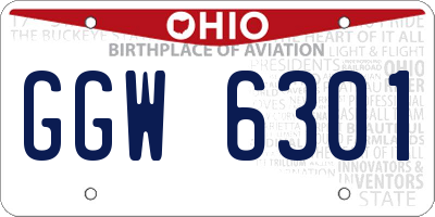 OH license plate GGW6301