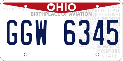 OH license plate GGW6345