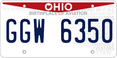 OH license plate GGW6350
