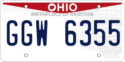 OH license plate GGW6355