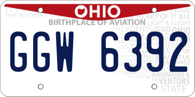 OH license plate GGW6392
