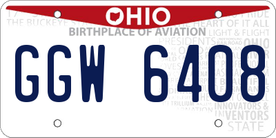 OH license plate GGW6408