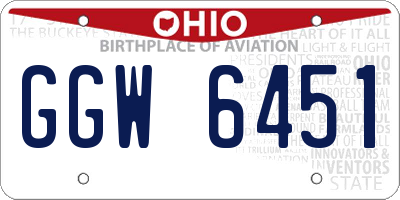 OH license plate GGW6451