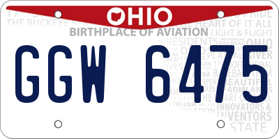OH license plate GGW6475