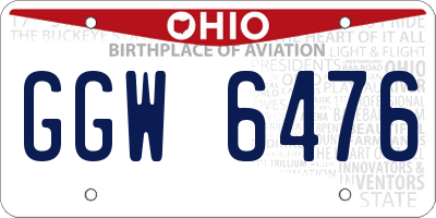 OH license plate GGW6476