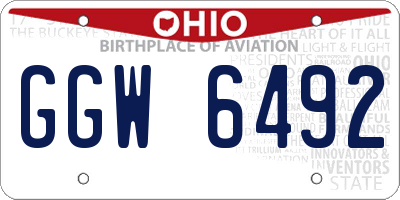 OH license plate GGW6492
