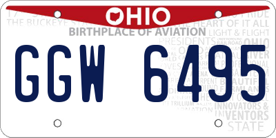 OH license plate GGW6495