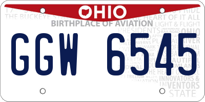 OH license plate GGW6545