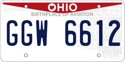 OH license plate GGW6612