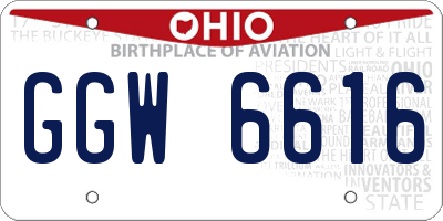 OH license plate GGW6616