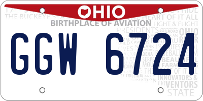 OH license plate GGW6724