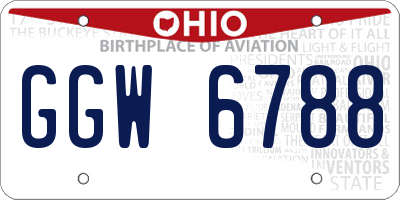 OH license plate GGW6788