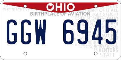 OH license plate GGW6945