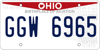 OH license plate GGW6965