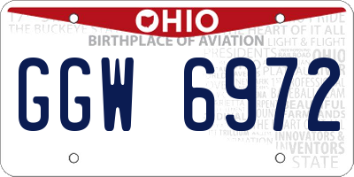 OH license plate GGW6972