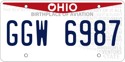 OH license plate GGW6987