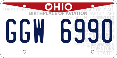 OH license plate GGW6990