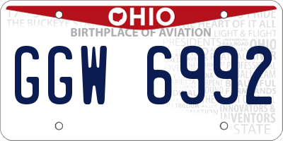 OH license plate GGW6992