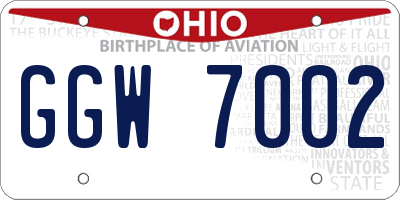 OH license plate GGW7002