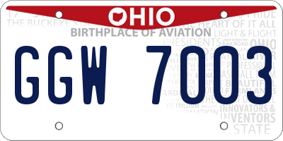 OH license plate GGW7003