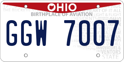 OH license plate GGW7007