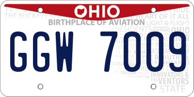 OH license plate GGW7009
