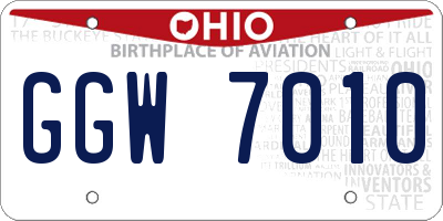OH license plate GGW7010