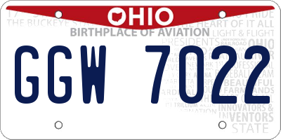 OH license plate GGW7022