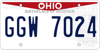 OH license plate GGW7024