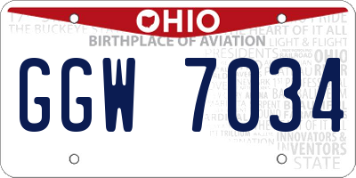 OH license plate GGW7034