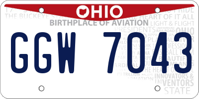 OH license plate GGW7043